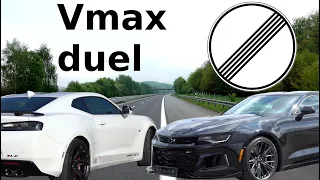 Chevrolet Camaro SS vs. ZL1 acceleration and Vmax 312kph/194mph on german Autobahn