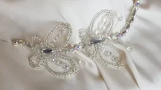 Kristal Boncuklarla Kelebekli Gelin Tacı Yapımı - DIY Beaded Bridal Hair Vine