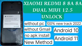 Xiaomi Redmi 8, 8A, 8A DUAL FRP BYPASS MIUI 12.5 NEW METHOD | WITHOUT PC | Redmi 8a Frp Bypass