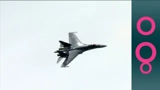 Supermaneuverable Sukhoi Su-35 fighter flies at Paris Air Show 2013