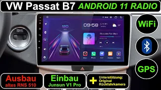 Autoradio Junsun V1 Pro TS18 Einbau VW Passat B7 Ausbau RNS 510 Android Konverter RGB Rückfahrkamera