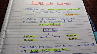 Budget in the Parliament || lec.40 || Handwritten notes || Indian Polity || An aspirant !