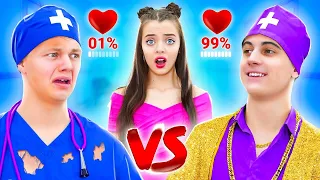 ¡Doctor Rico Versus Pobre! ¿Cómo Enamorar a un Doctor? ¡Situaciones Divertidas en el Hospital!