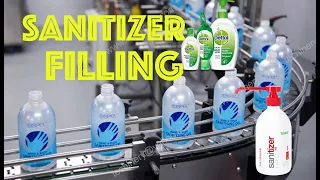 Hand sanitizer filling capping labeling machine disinfectant filler line خط تعبئة المطهر اليدوي