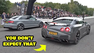 Nissan GT-R R35 *Straight Pipes Exhaust* vs Audi RS3 Sedan TTE700 Hybrid Turbo