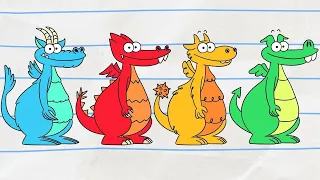 🔵🔴 THE FOUR DRAGONS 🟡🟢 | New! Boy & Dragon | Cartoons for Kids | WildBrain Bananas