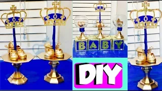 Inexpensive DIY Royal Prince Party Centerpieces | DIY Baby Shower ideas (dollar store edition)