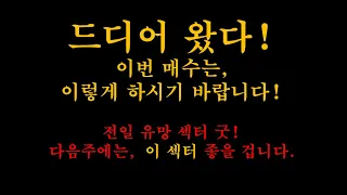 드디어 왔다! 이번 매수는 이렇게 하시기 바랍니다! 전 일 유망 섹터 굿! 다음주에는, 이 섹터 좋을 겁니다.