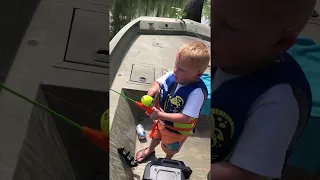 3 Year Old Tosses Rod after Catching His First Fish || ViralHog