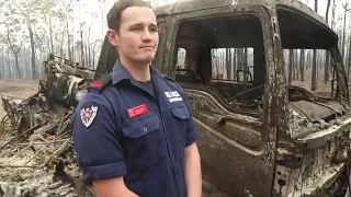 BURNOVER, Firetruck Overrun by Bushfire