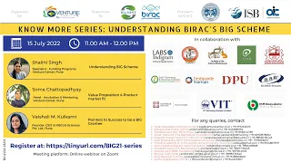 TALK 3 |Know More Series: Understanding BIRAC's BIG Scheme | Value Proposition & Product Market Fit