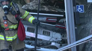 Double-DUI crash sends car into Fresno business and starts fire, police say