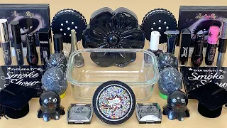 BLACK SLIME Mixing makeup and glitter into Clear Slime ASMR Satisfying Slime Videos 1080p