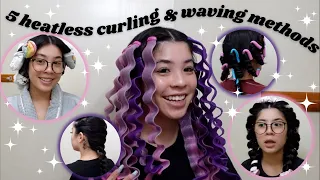 TRYING 5 VIRAL HEATLESS CURLING / WAVING METHODS (asian hair) ✿ curling rods, socks, wavers, + more