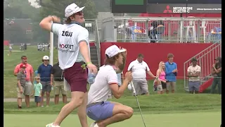 Trevor Zegras has Cole Caufield as his caddy at Rocket Mortgage Classic pro-am with Dylan Larkin