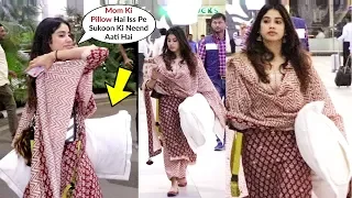 Jhanvi Kapoor Carrying Her Mom Pillow At Mumbai Airport