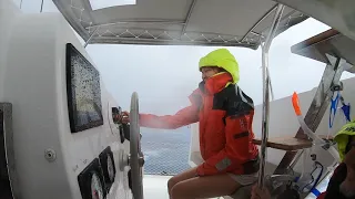 Sailing in a storm in Corsica