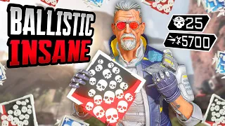 INSANE BALLISTIC 25 KILLS & 5700 DMG IN INTENSE ENDING GAME (Apex Legends Gameplay)