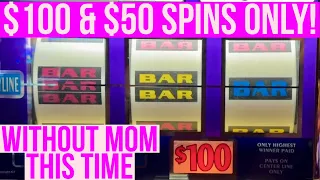 $2400 Bankroll Playing ONLY $100-$50 Spins Without My Lucky Charm MOM With Me!