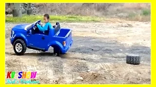 Kruz Joyriding His Power Wheel Ride On Ford F-150! The Wheel Fell Off!