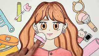 [🍭paper diy] 봄맞이 복숭아 메이크업🍑 GRWM Spring makeup blind bag 종이놀이 ASMR