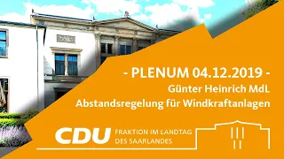 Günter Heinrich: Abstandsregelung für Windkraftanlagen