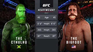 Cthulhu vs. Bigfoot (EA Sports UFC 3) - CPU vs. CPU - Crazy UFC 👊🤪