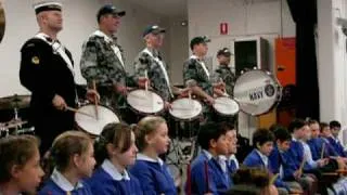 Australian Navy Band performs Waltzing Matilda with Matraville schoolchildren