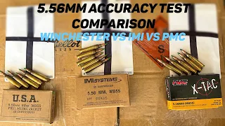 5.56mm M855 62gr FMJ Green Tip Ammo Accuracy Test Comparison: Winchester Lake City vs IMI vs PMC!