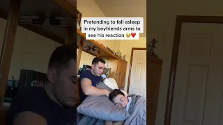 Falling Asleep In My Boyfriend’s Arms To See His Reaction….😭❤️ #shorts #funny #love