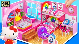 Satisfying Unboxing Makeup Set And Build Pink Hello Kitty House, Bunk Bed ❤️ DIY Miniature Cardboard