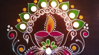 beautiful diya rangoli for Diwali 🌟🎉🎇🎊✨ | creative Diwali muggulu | #shitalrangolis #muggulu #kolams