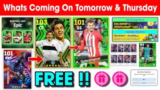 What Is Coming On Tomorrow Monday & Next Thursday In eFootball 2024 Mobile !! Free Epics, Coins 🤩🔔