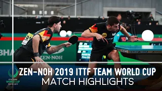 Timo Boll/Patrick F. vs Koki Niwa/Maharu Y. | ZEN-NOH 2019 Team World Cup Highlights (Group)