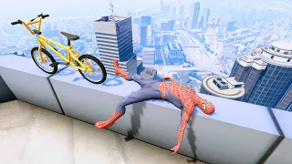 GTA 5 - Spiderman BMX Parkour Jumps Vol.64 (Euphoria Ragdolls)