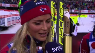 Therese Johaug and Marit Bjørgen after 30km classic mass start   Falun 2015