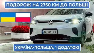 Поїздка на електромобілі Volkswagen ID.4 | Україна – Польща один додаток GO TO-U