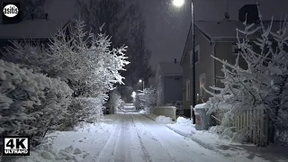 Snowfall at Night❄️🌨 Beautiful Wooden-House Neighborhood of Kumpula, Helsinki Finland