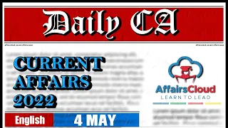 Current Affairs 4 May 2022 | English | By Vikas Rana Affairscloud For All Exams