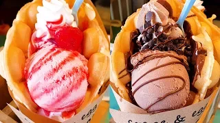 Amazing Crepe Skill, strawberry banana crepe, Delicious Ice cream egg waffle, Korean Street Food