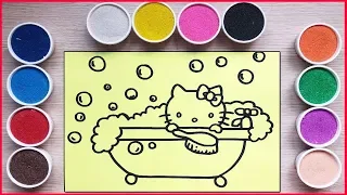 Colored sand painting HELLO KITTY SHOWER - Colored sand painting Hello Kitty toys (Chim Xinh)