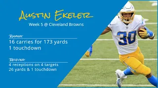Austin Ekeler RB Los Angeles Chargers | Every play | 2022 | Week 5 @ Cleveland Browns