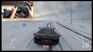 Lamborghini Aventador FE (Steering wheel + Paddle shifters) Forza Horizon Gameplay in Snow !!!!!!