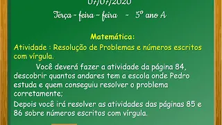 Aula de 07 de Julho - Matemática