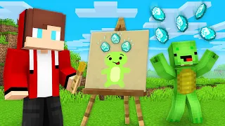 JJ and Mikey Use DRAWING MOD to GET DIAMONDS PRANK - Maizen Parody Video in Minecraft