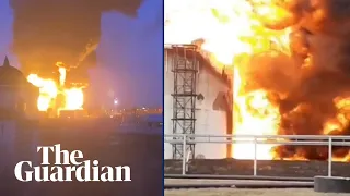 Video appears to show helicopter attack on oil depot in Russia