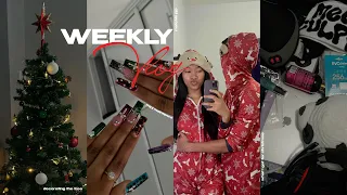 weekly vlog! what i got for christmas + matching pjs w/ bf, decor, cajun pasta, maintenance + more