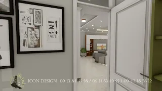 modern apartment design in a 68 m2. living and dining area, kitchen , two bedrooms, common bat