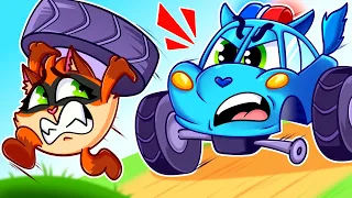 Police Monster Truck Lost Wheel 🙀 Kids Songs and Nursery Rhymes by Baby Cars