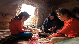"Cooking cave: mountain mushrooms, grandmother's delicious food from mountain harvest"